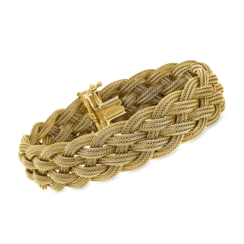 Vintage 14kt yellow gold braided bracelet with hinged clasp