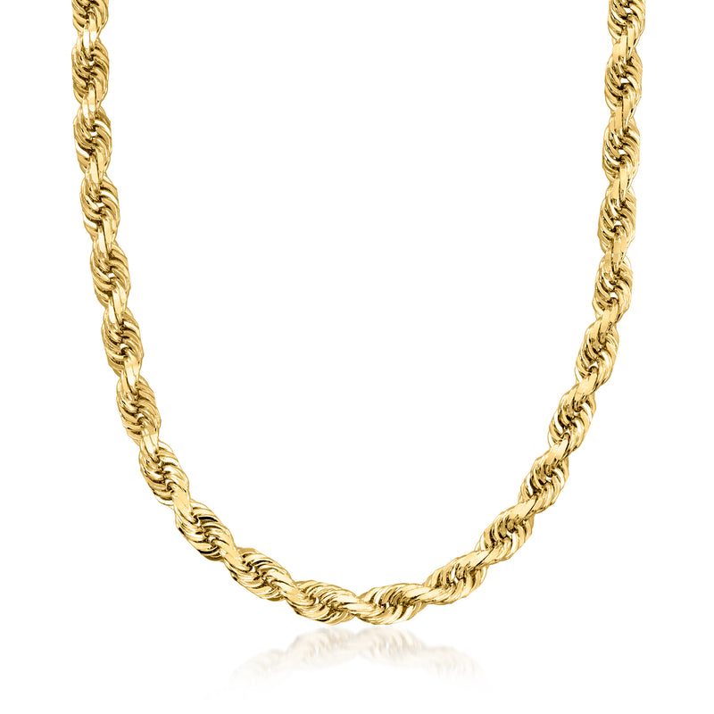 Rope-chain necklace in 14kt yellow gold, coiled links with polished finish