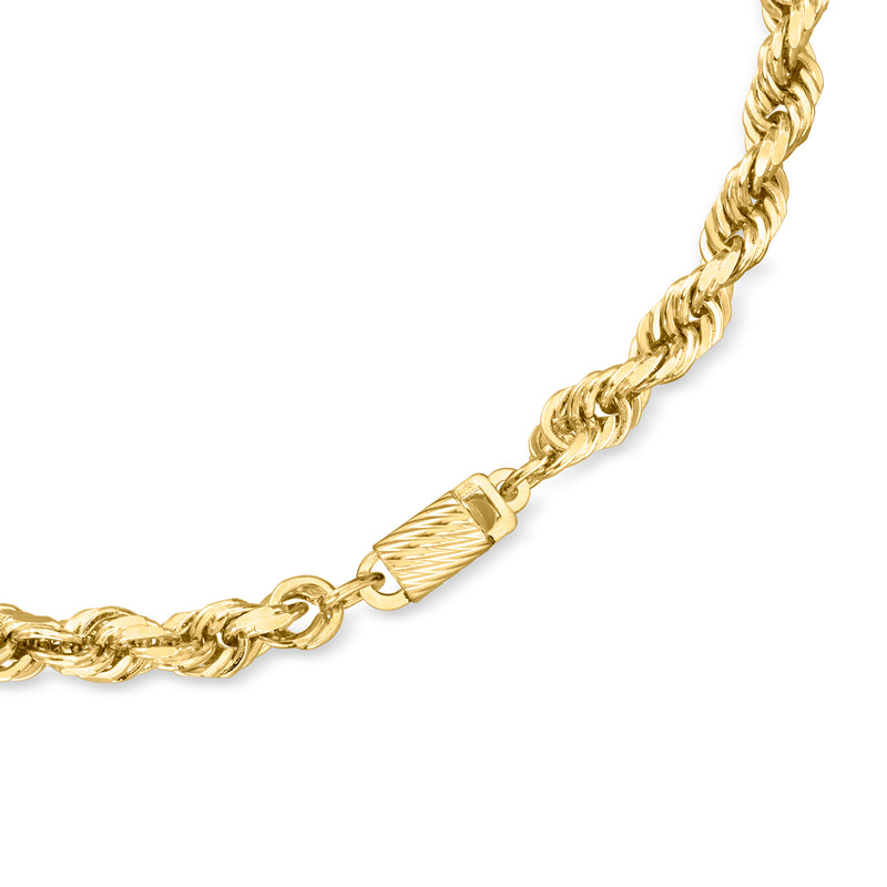 14kt yellow gold rope-chain necklace with clasp and linked rope detail