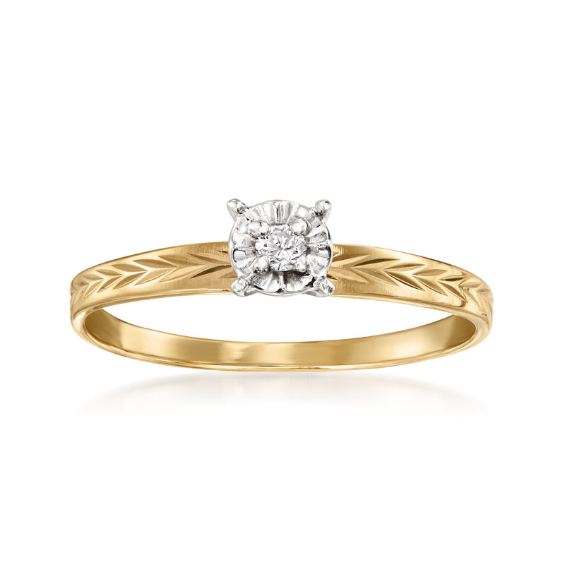 14kt yellow gold vintage diamond ring with round diamond cluster on the band