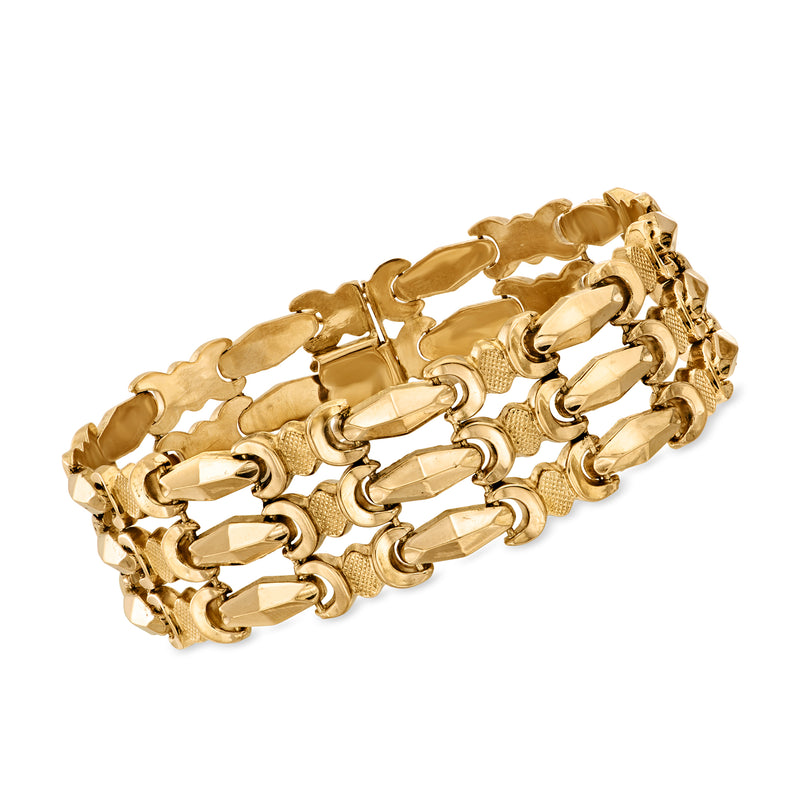 Vintage 18kt yellow gold fancy-link bracelet with ornate interlocking links