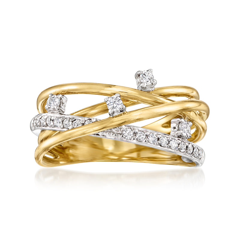 Vintage two-tone gold crisscross diamond ring