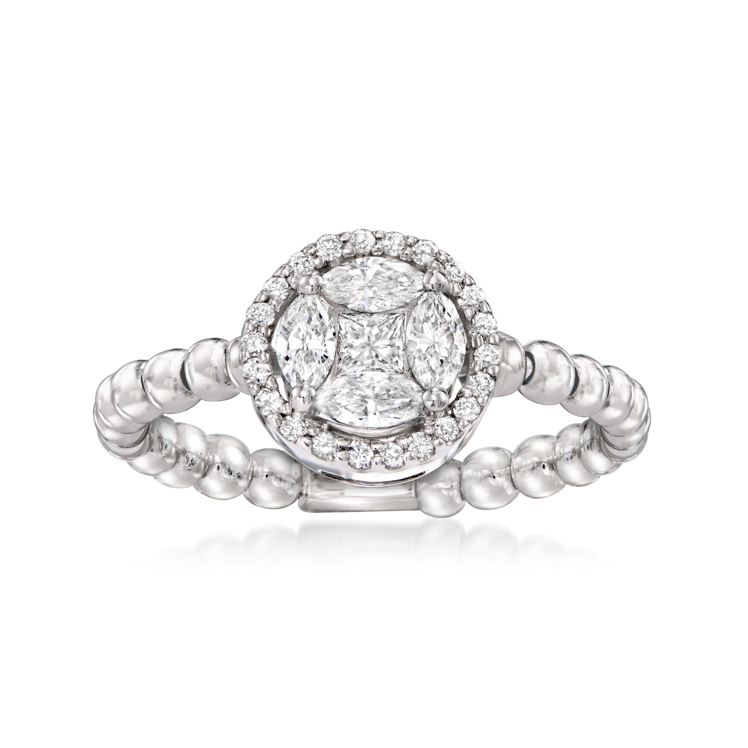 C. 1990 Vintage .60 ct. t.w. Diamond Beaded Ring in 18kt White Gold
