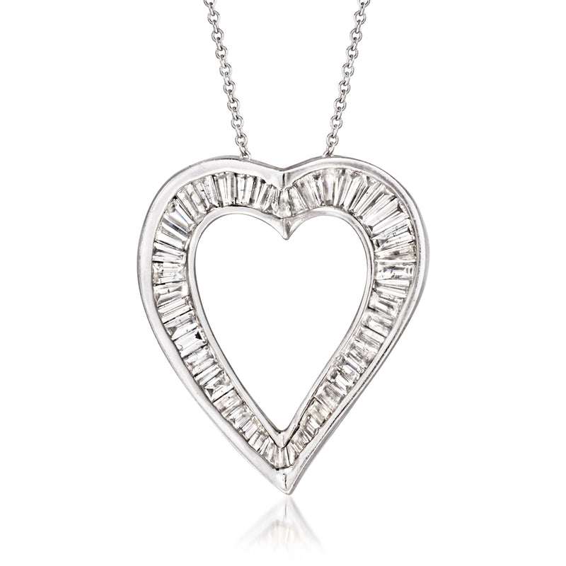 14kt white gold heart pendant necklace with round-cut diamond border on chain