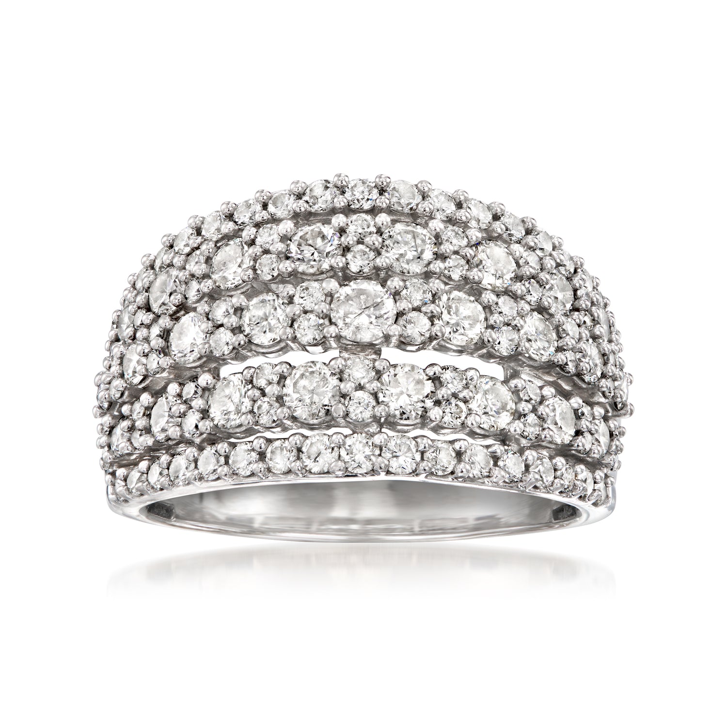 C. 1990 Vintage 1.15 ct. t.w. Diamond Multi-Row Ring in 14kt White Gold