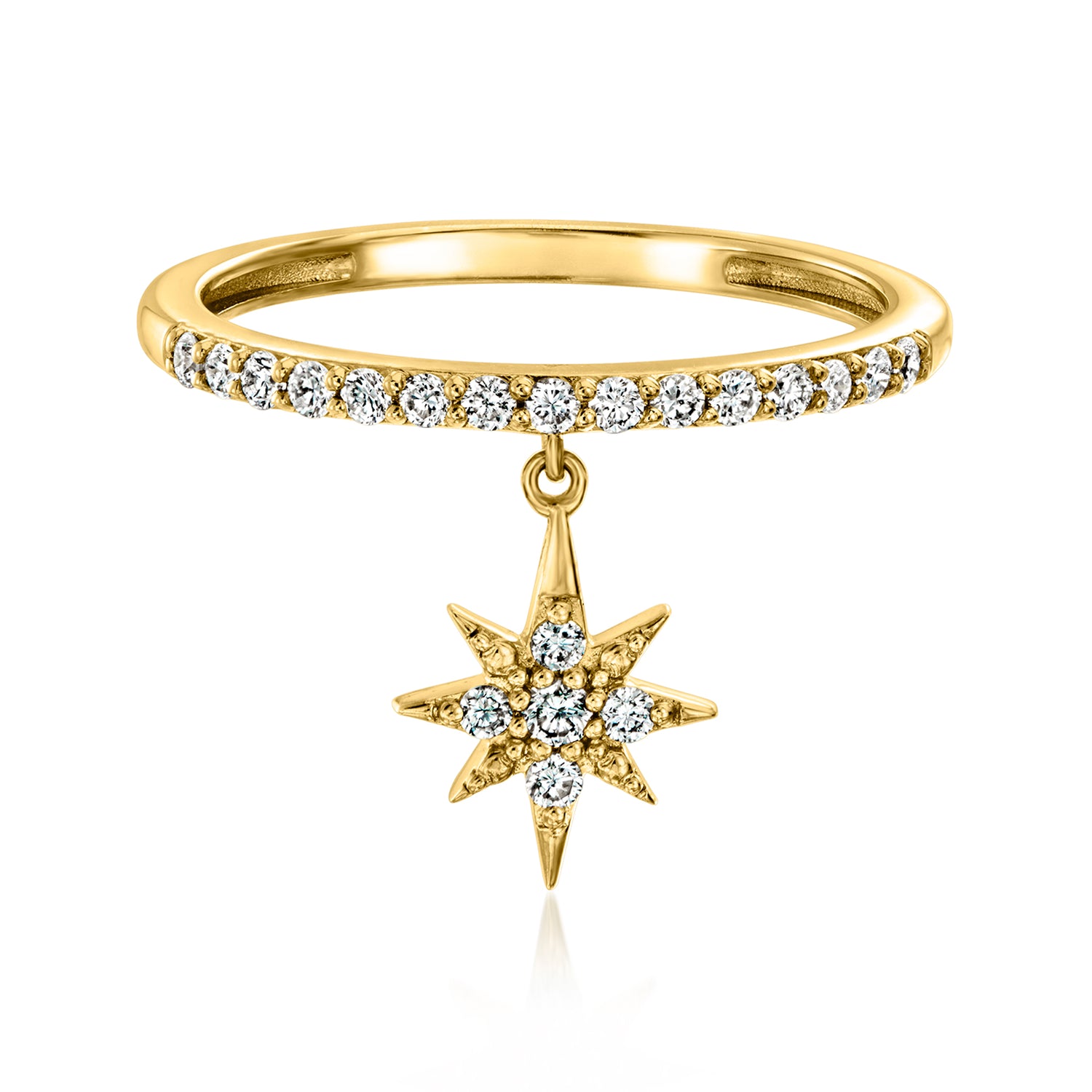 Lab Grown Diamond North Star Drop Ring in 18kt Gold Over Sterling