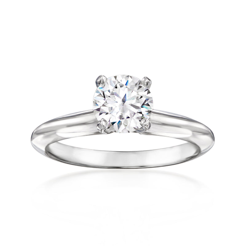 14kt white gold solitaire ring with 1.03-ct round diamond center stone