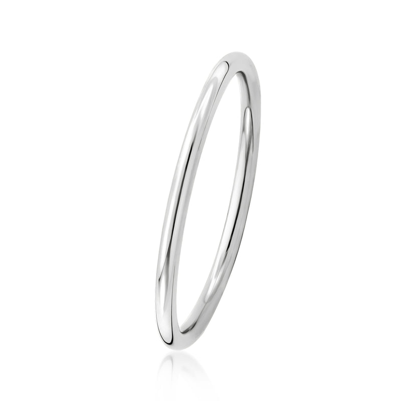 10kt white gold ring, glossy plain band shown in side profile