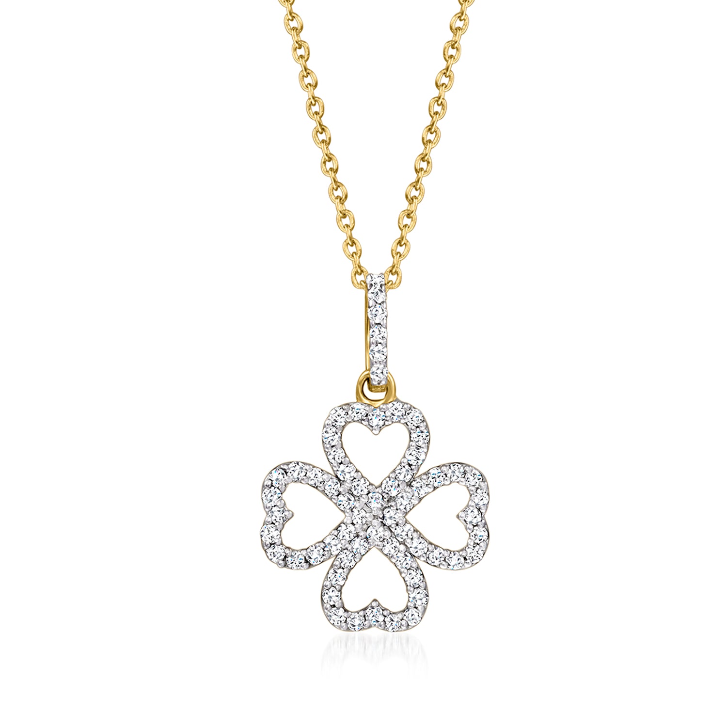 .30 ct. t.w. Diamond Clover Pendant Necklace in 18kt Gold Over Sterling