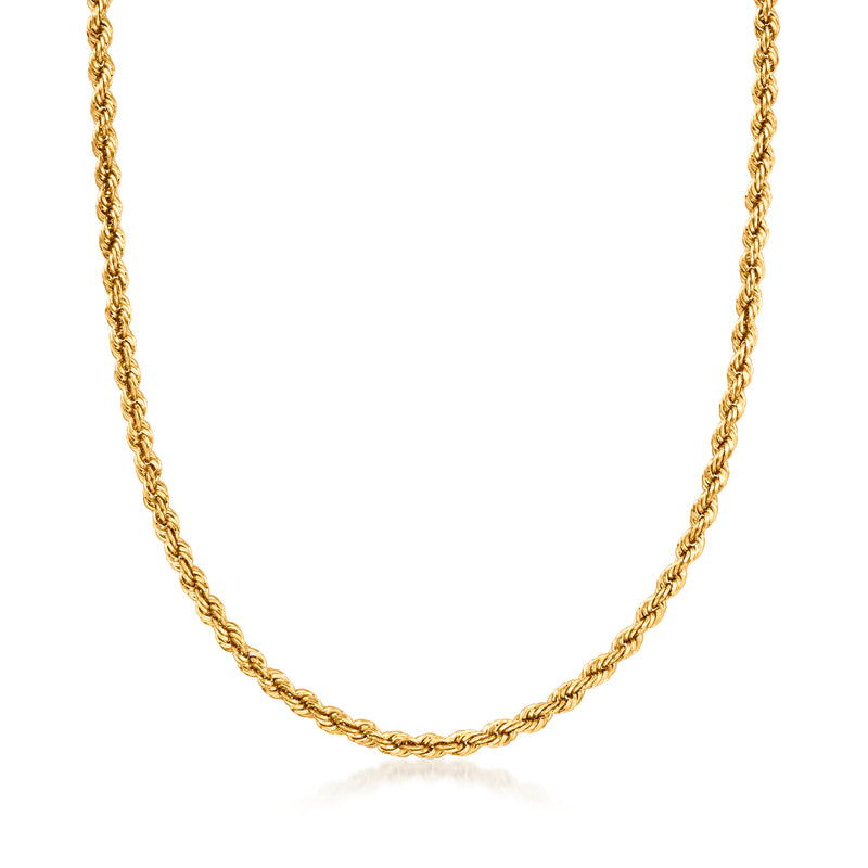 14kt yellow gold rope-chain necklace with twisted rope links