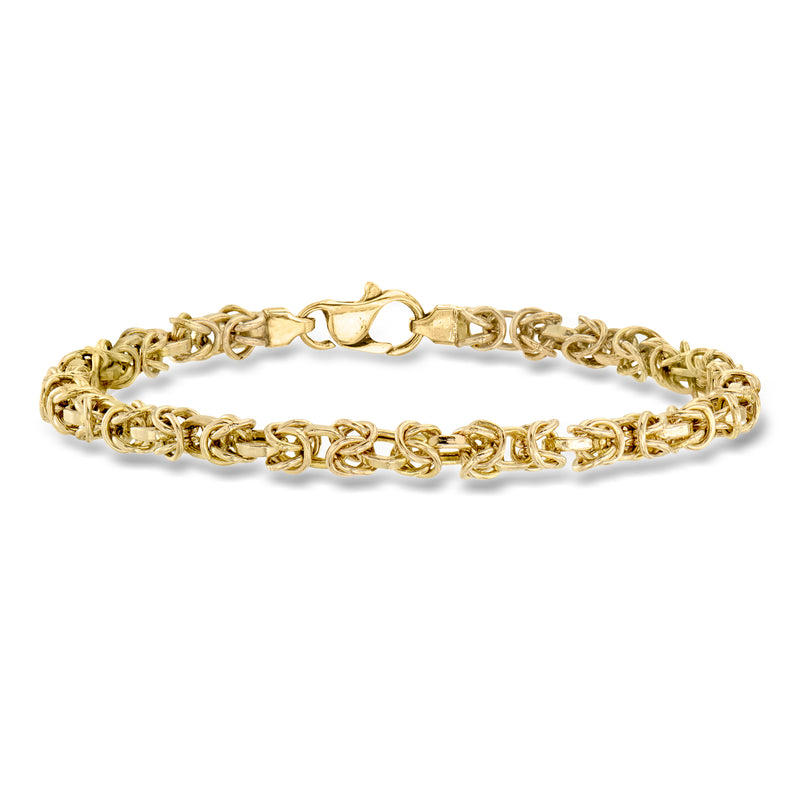 Vintage gold Byzantine link bracelet with clasp, rolled chain design