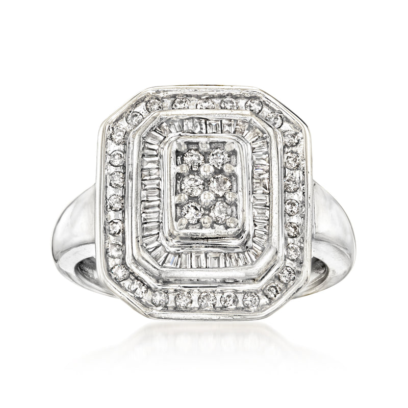 C. 1980 Vintage .75 ct. t.w. Diamond Ring in 10kt White Gold. Size 7