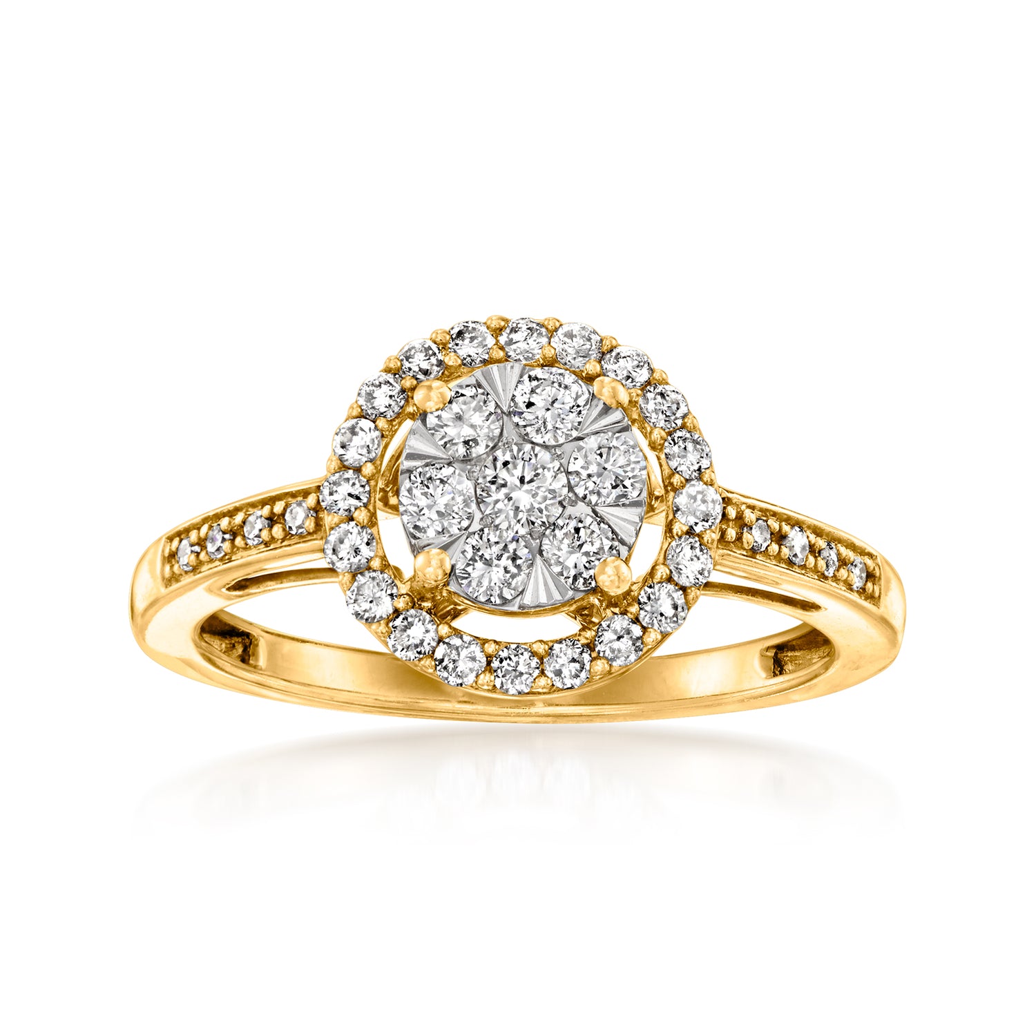 C. 1990 Vintage .65 ct. t.w. Diamond Cluster Ring in 14kt Yellow Gold