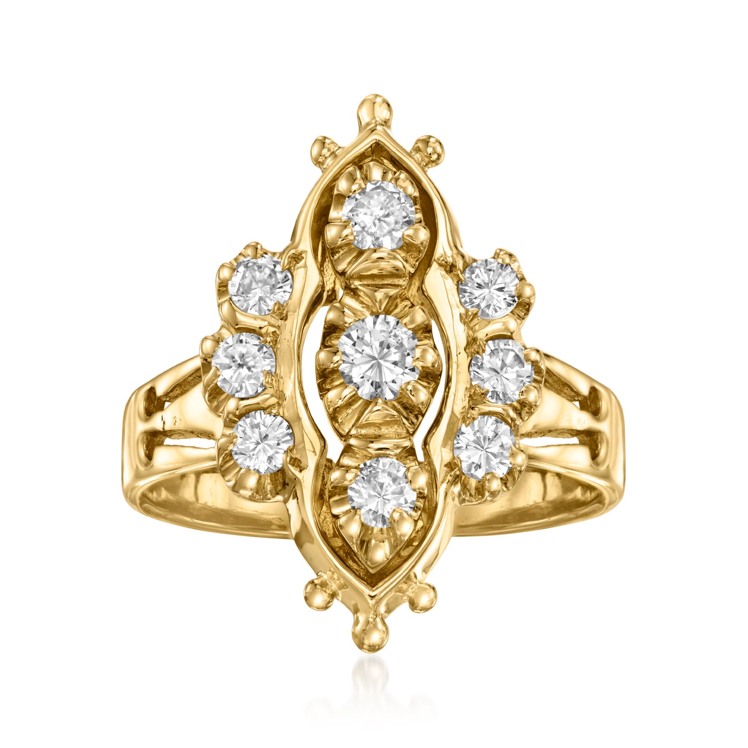 C. 1980 Vintage .50 ct. t.w. Diamond Ring in 14kt Yellow Gold