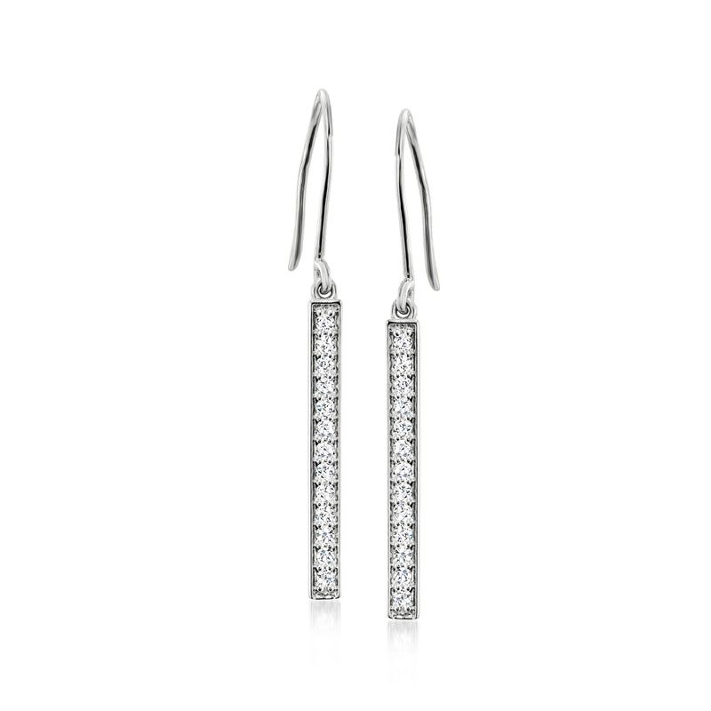 Sterling silver linear drop earrings with lab-grown diamond bars
