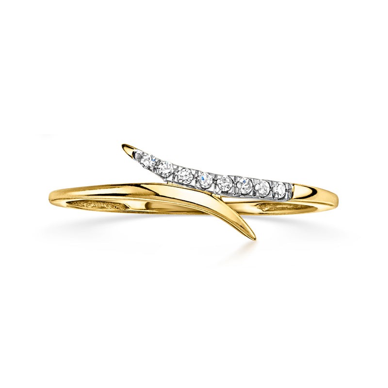 Diamond bypass ring in gold over sterling with pavé center row