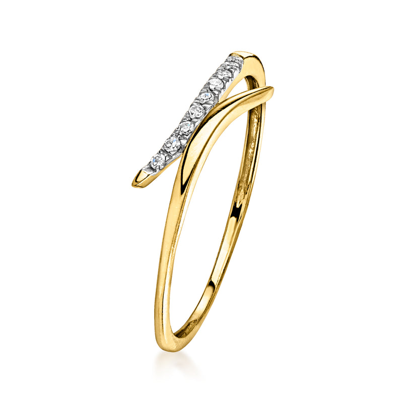 Diamond bypass ring in 18kt gold over sterling, with pavé-set stones