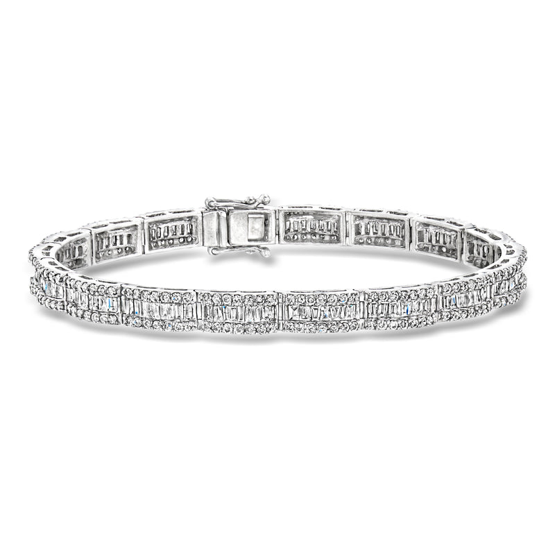 Vintage diamond bracelet in 14kt white gold, front view with open clasp