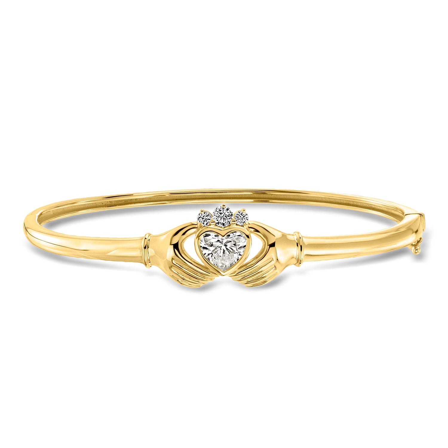 1.21 ct. t.w. Lab Grown Diamond Claddagh Bangle Bracelet in 18kt Gold Over Sterling