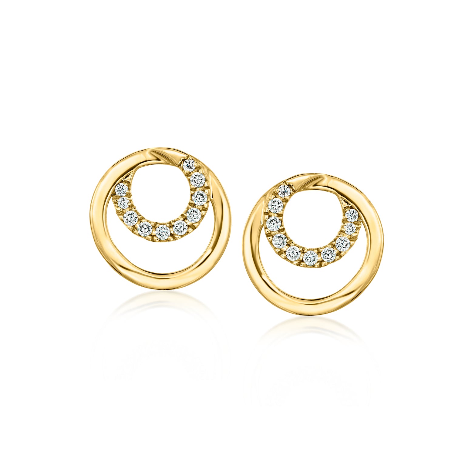 .30 ct. t.w. Lab Grown Diamond Double-Circle Earrings in 18kt Gold Over Sterling