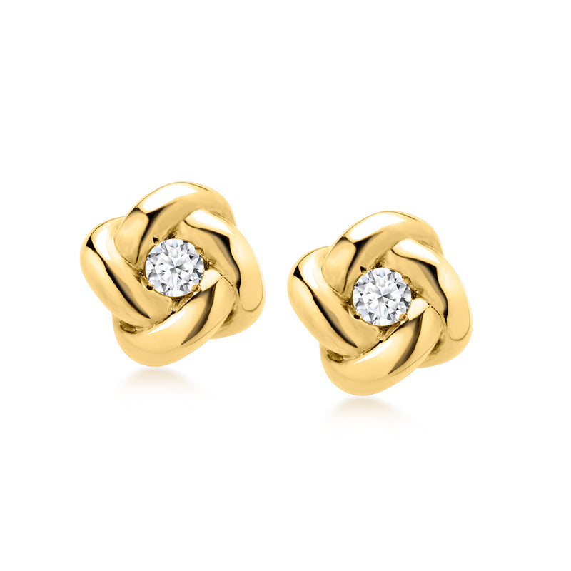 18kt gold over sterling love knot diamond stud earrings, post back
