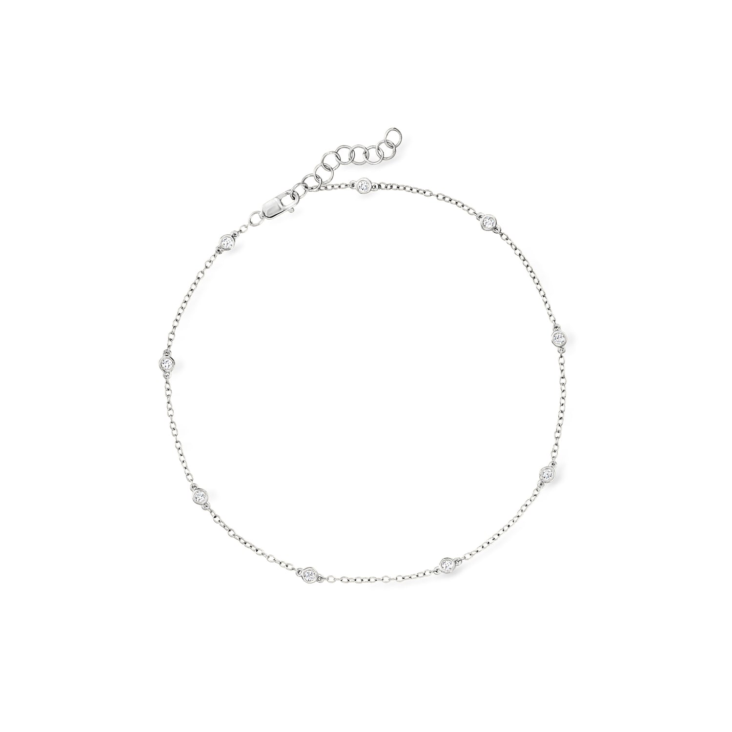 .25 ct. t.w. Bezel-Set Lab Grown Diamond Station Anklet in Sterling Silver