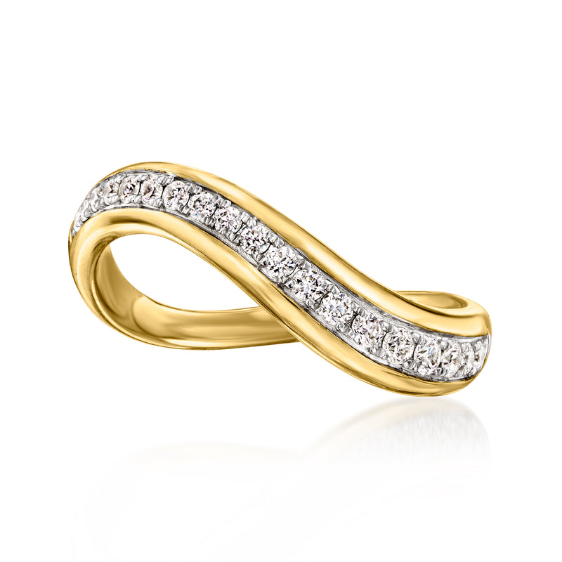 Lab-grown diamond wavy ring in 18kt gold over sterling
