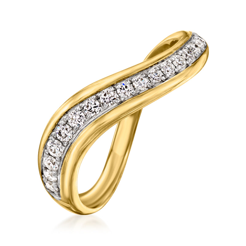 Wavy lab-grown diamond ring in 18kt gold over sterling