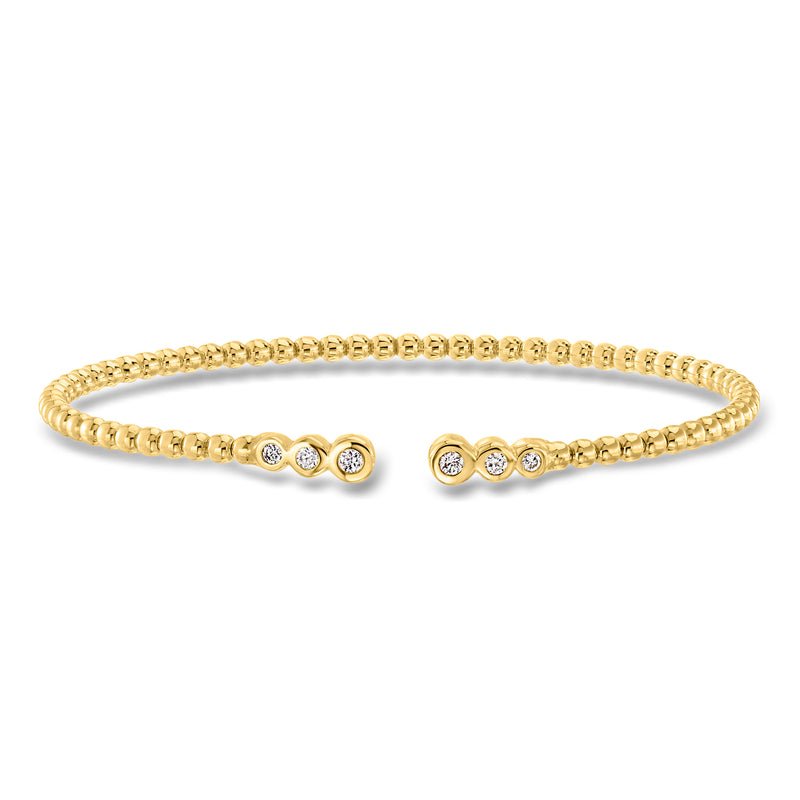 18kt gold over sterling beaded diamond cuff bracelet with oval cluster