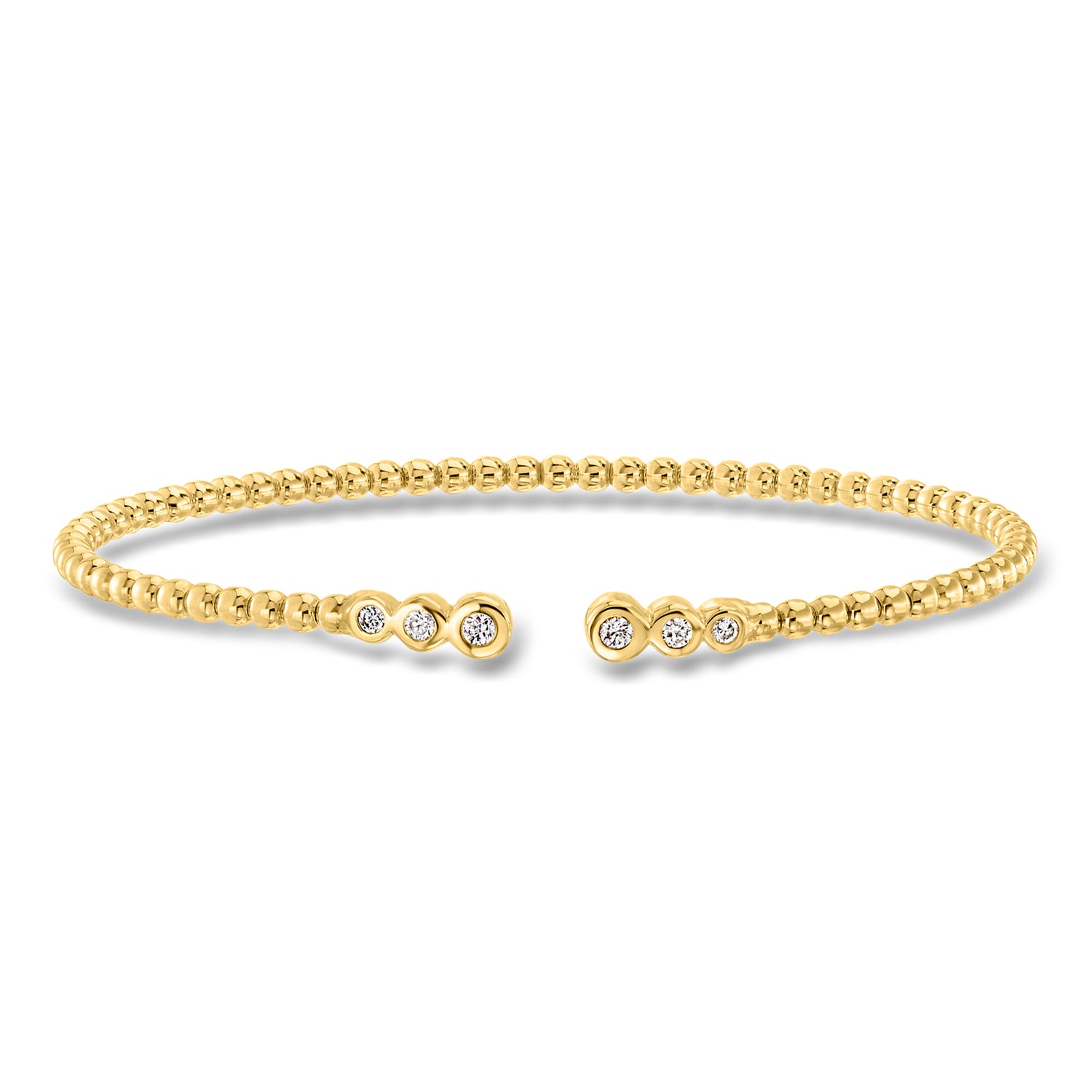 .15 ct. t.w. Lab Grown Diamond Beaded Cuff Bracelet in 18kt Gold Over Sterling