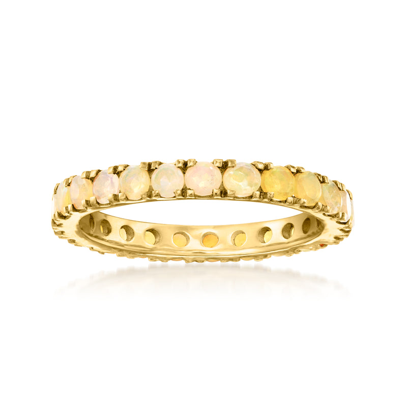 18kt gold over sterling eternity band with oval opal-colored stones and scalloped edges