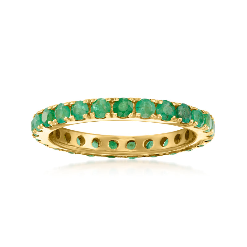 18k gold over sterling emerald eternity band with green oval stones, full circle design