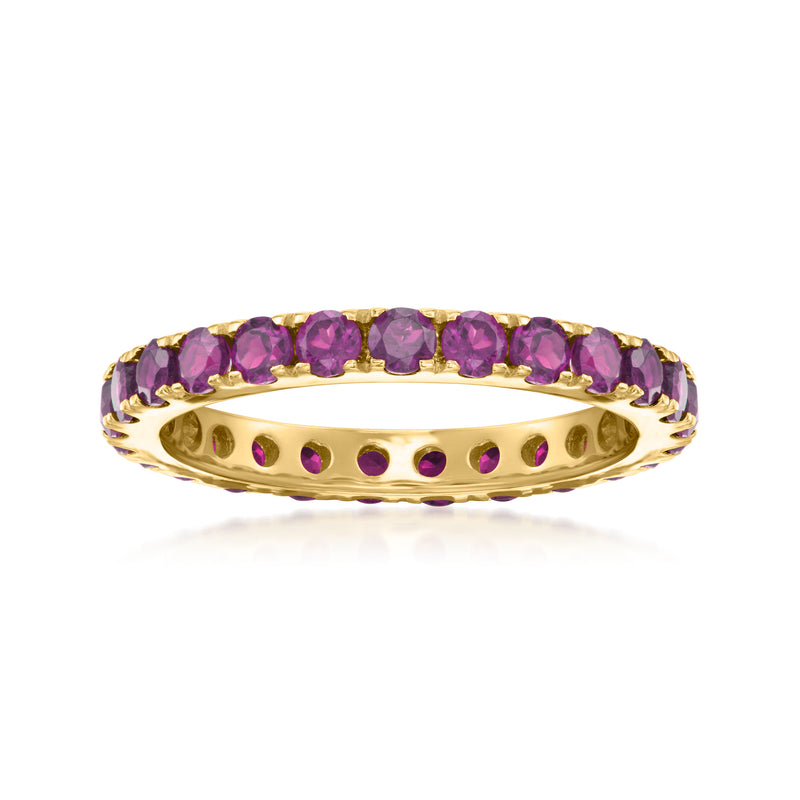 Amethyst eternity band in gold over sterling with purple oval stones