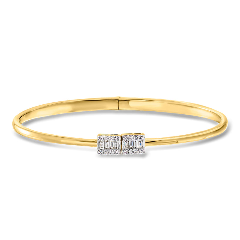 Gold-over-sterling cuff bracelet with rectangular lab-grown diamond center