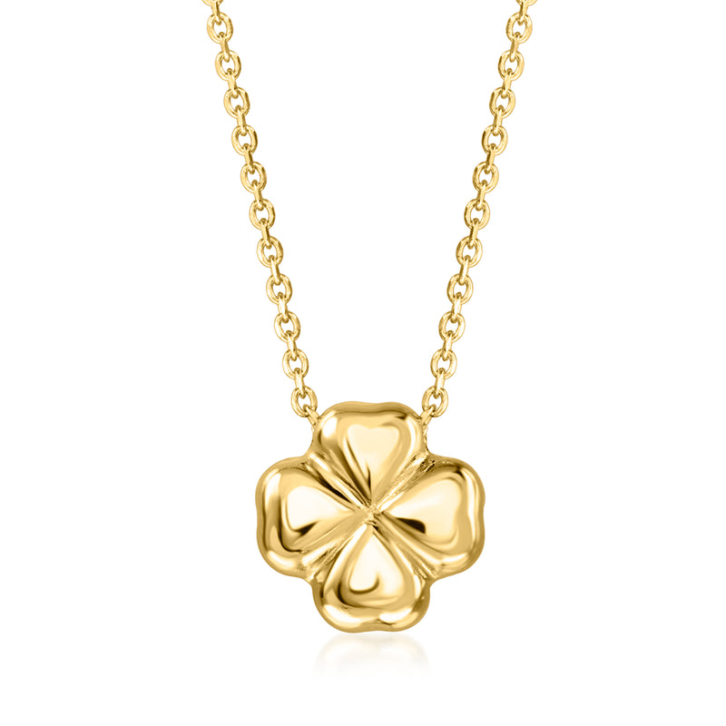 Gold clover pendant necklace with linked chain and four-leaf clover charm