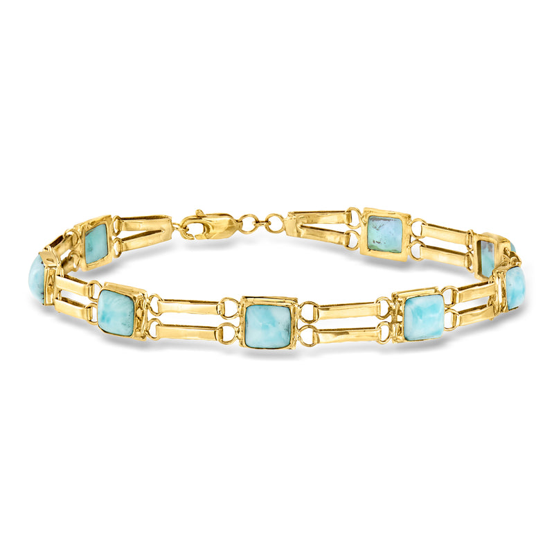 Vintage 14kt yellow gold bracelet with rectangular turquoise howlite stones