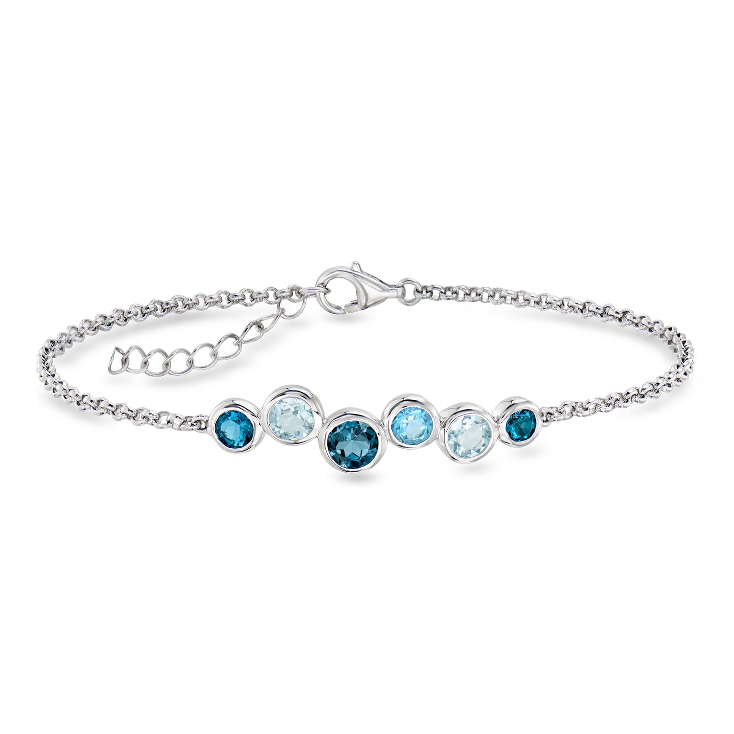 2.20 ct. t.w. Tonal Blue Topaz Bubble Bracelet in Sterling Silver