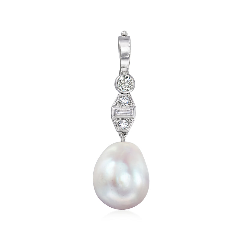 Cultured South Sea pearl pendant with diamond bezel and geometric frame