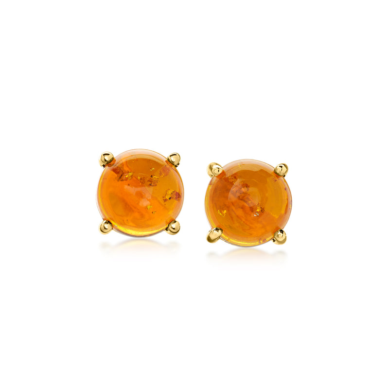 Amber Stud Earrings in 18kt Gold Over Sterling