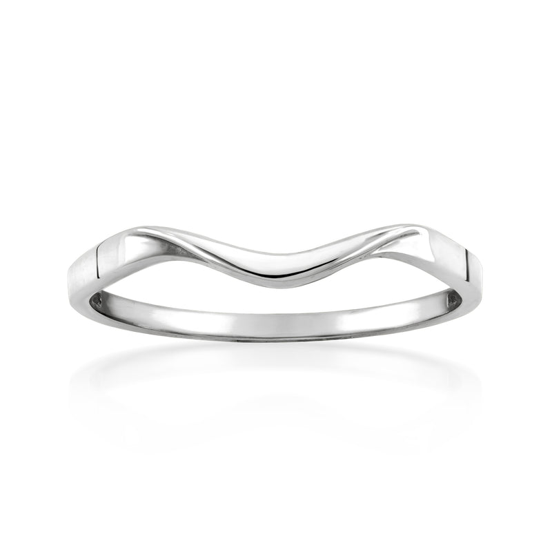 10kt white gold wave ring with smooth curved band