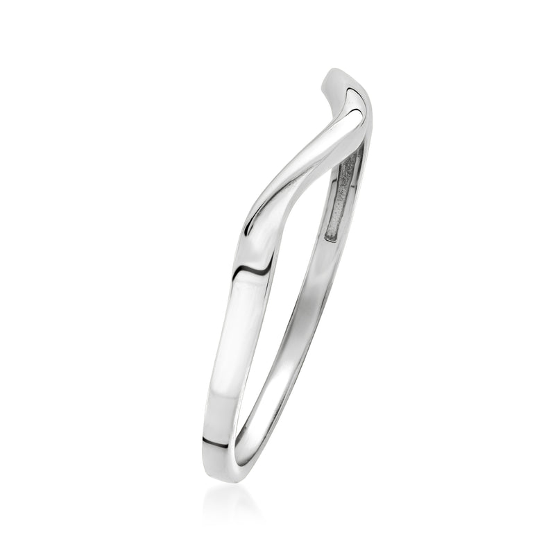10kt white gold wave ring, side profile with curved wavy top