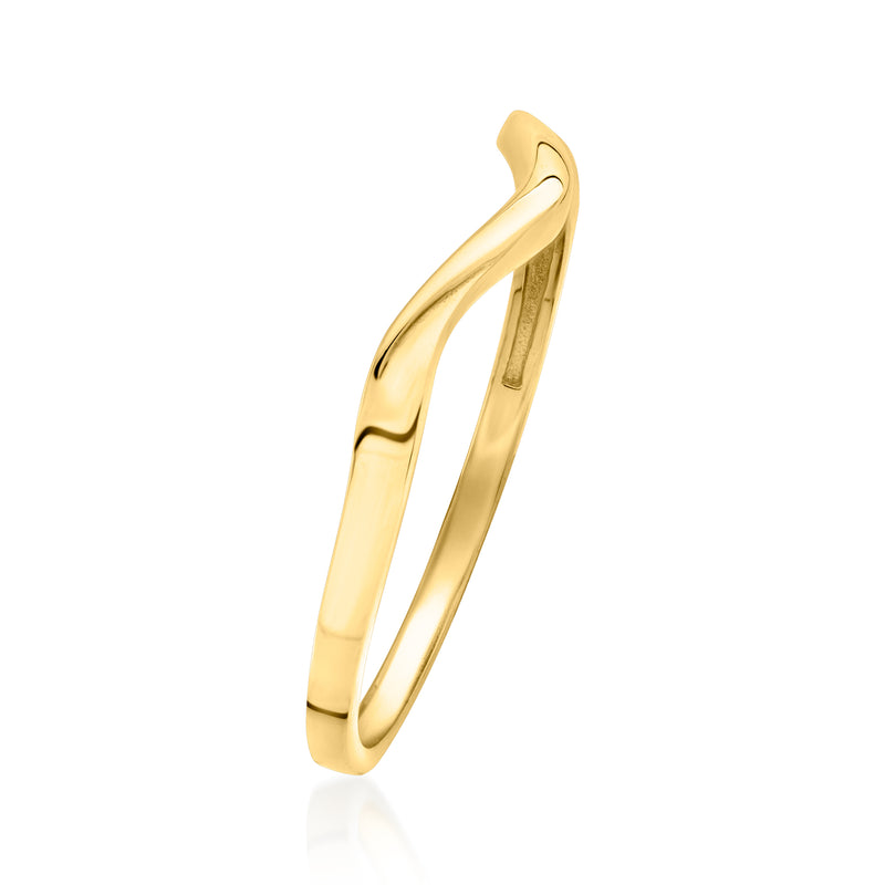 10kt yellow gold wave ring, slim side view