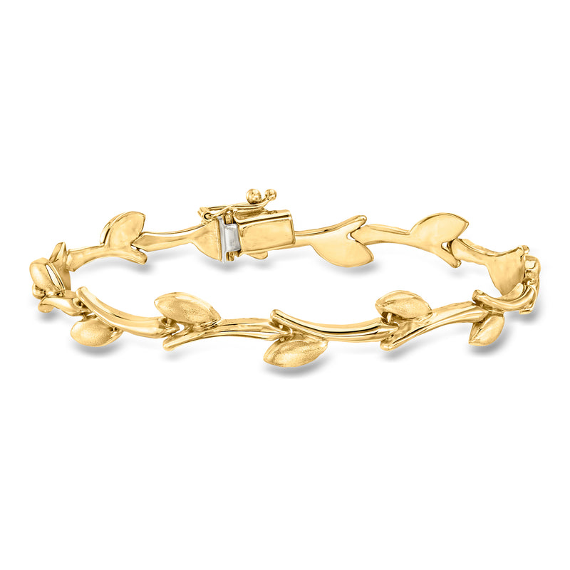 Vintage 14kt yellow gold vine bracelet with leaf links and clasp
