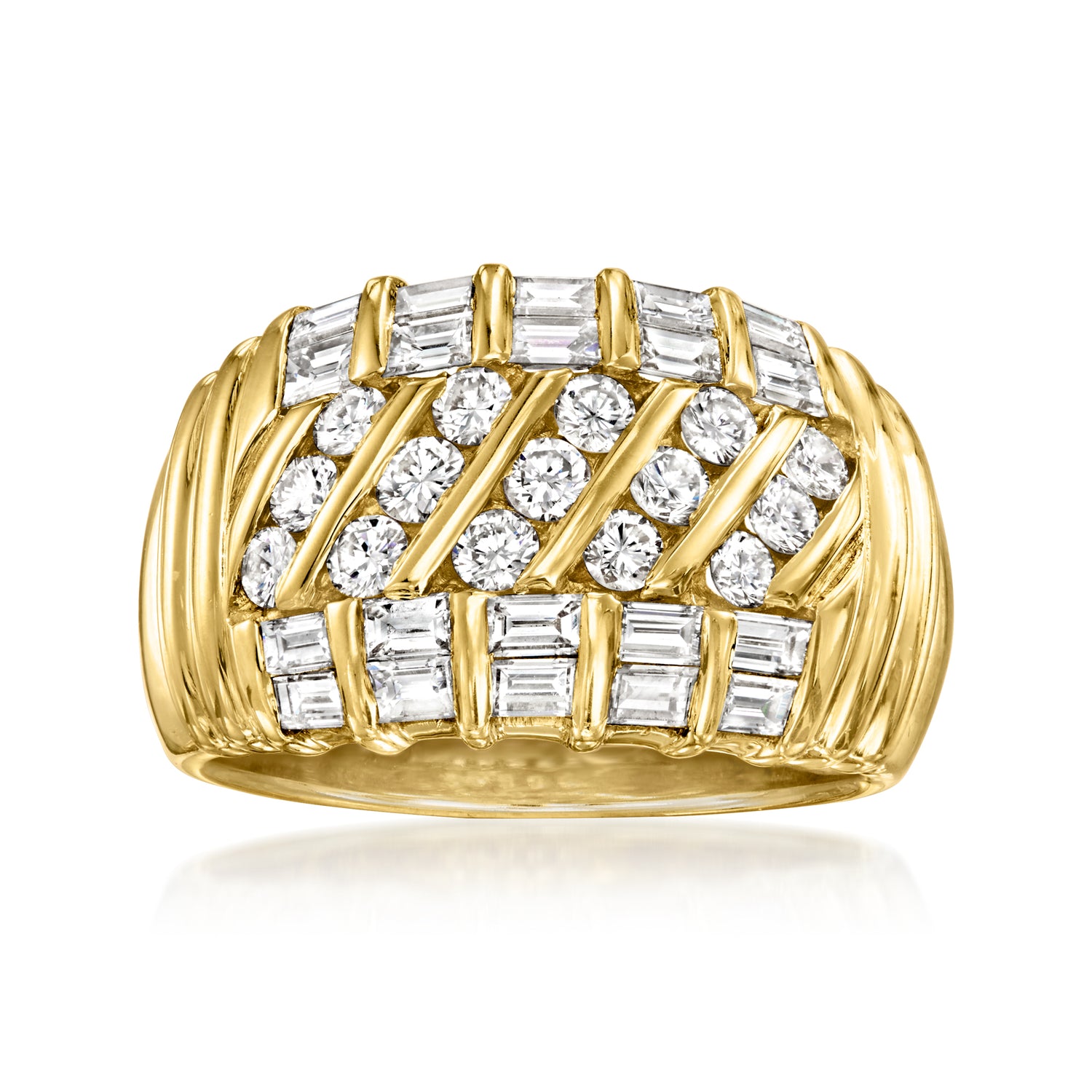 C. 1990 Vintage 2.30 ct. t.w. Diamond Ring in 18kt Yellow Gold