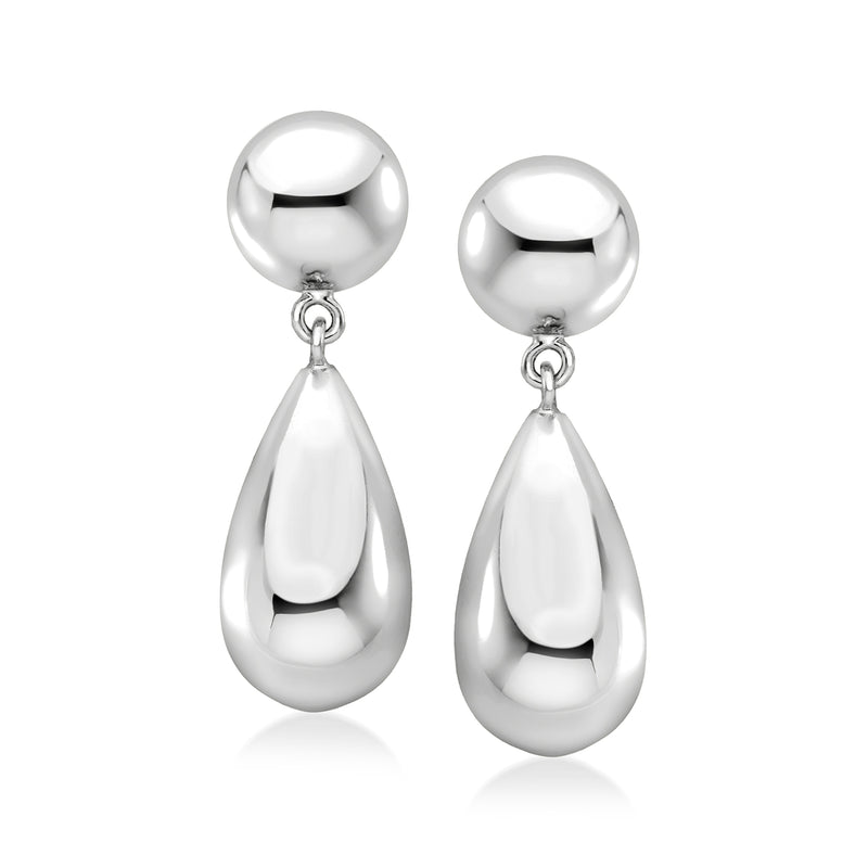 Silver-plated teardrop drop earrings with glossy teardrop dangles