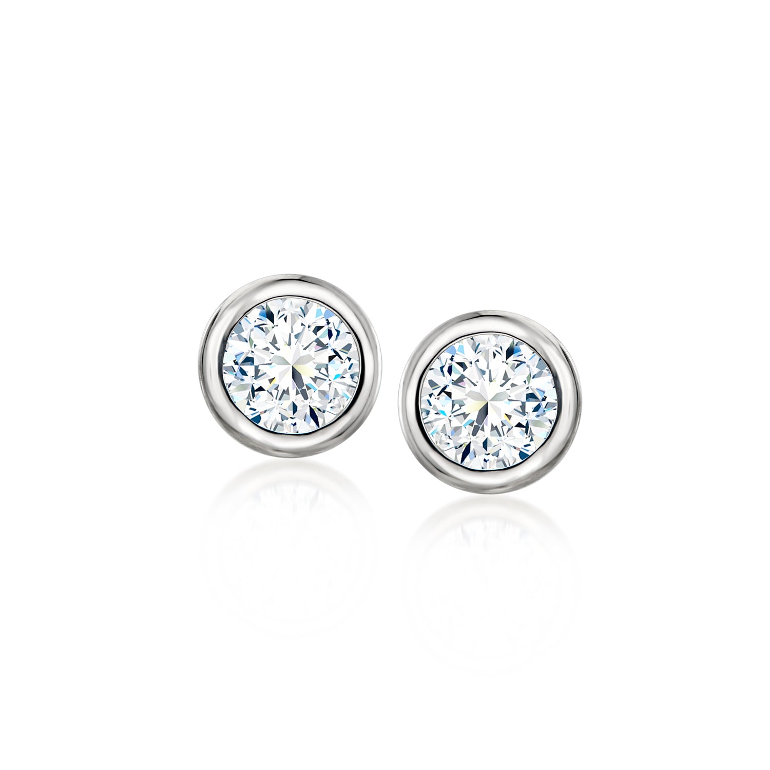 1.00 ct. t.w. Bezel-Set CZ Stud Earrings in Sterling Silver