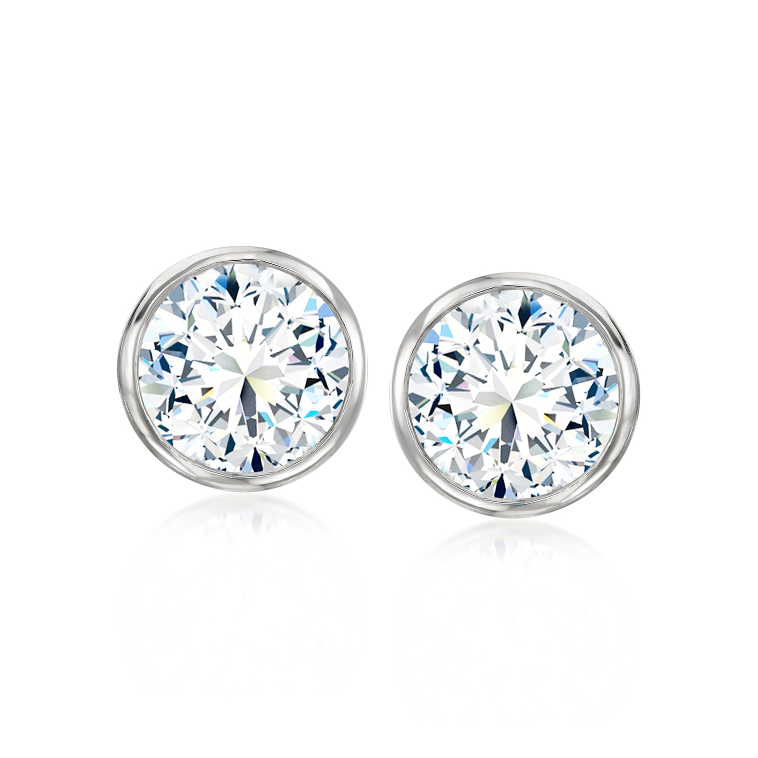 4.00 ct. t.w. Bezel-Set CZ Stud Earrings in Sterling Silver
