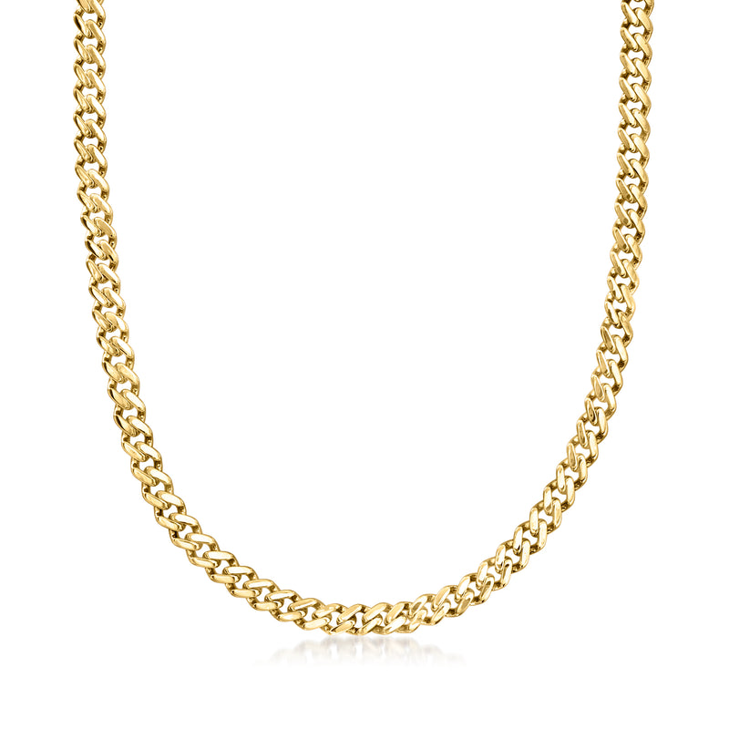 18kt yellow gold curb-link necklace, continuous chain with polished links