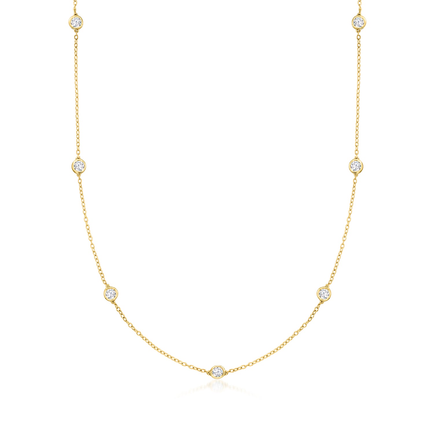 2.00 ct. t.w. Lab Grown Diamond Station Necklace in 18kt Gold Over Sterling