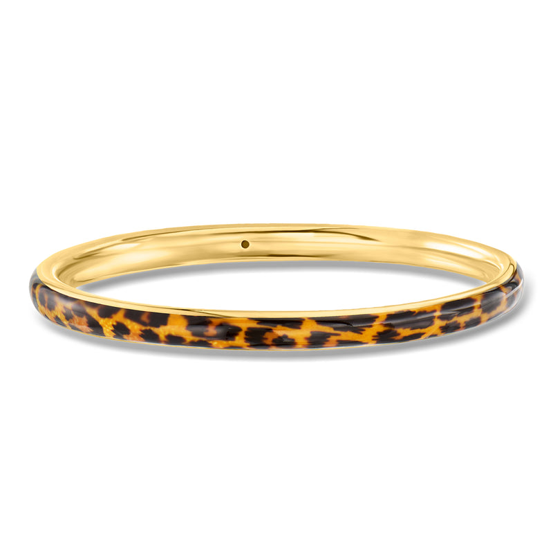 Gold-tone enamel bangle bracelet with leopard-print stripe detail